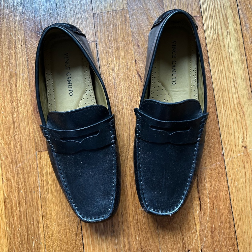 Vince Camuto Loafer Driving Shoe Men Black Leather